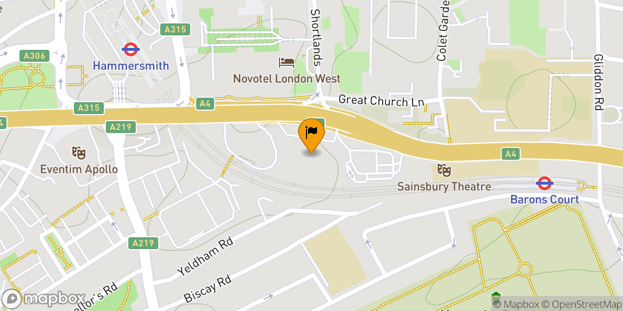 Map of Premier Inn London Hammersmith (Talgarth Road) hotel