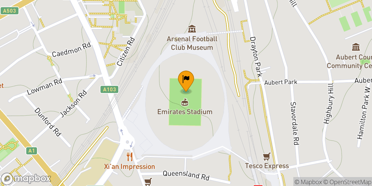 Map of Emirates Stadium